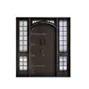 House building material gold supplier Solid Wood Doors with Glass and Iron wood doors designs
