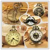 Retro Mens And Women Roman Dial Mechanical Skeleton Pendant Pocket Watch with Chain New