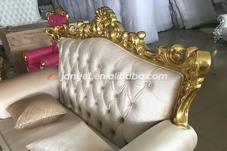 Wholesale antique carved gold trim white leather furniture living room sofa