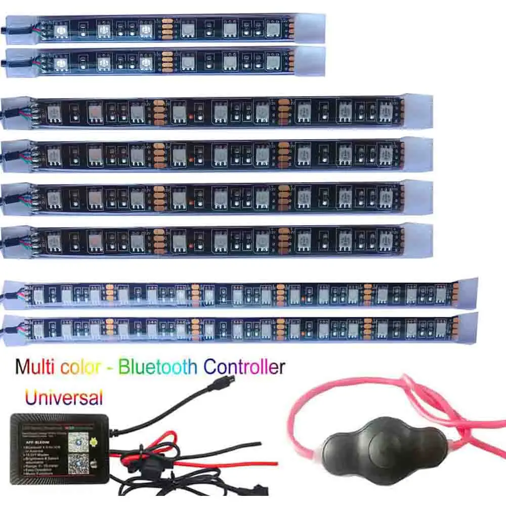 8pcs Led 5050 Strip Kit 60LED Motorcycle Lights waterproof and switch remote