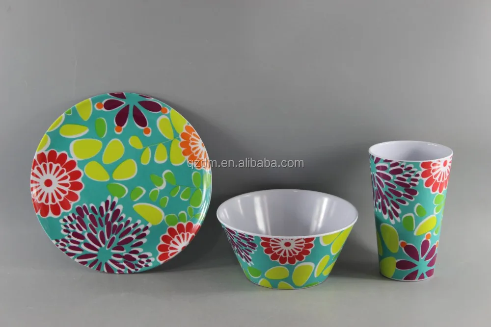 Set Of 3 Pieces Melamine Plastic Dinner Ware Set