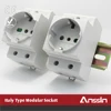 2017 New Product Italy Type 16A Din Rail Modular Socket
