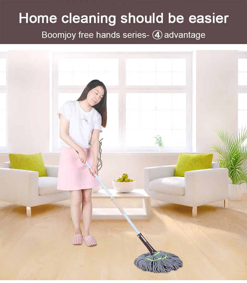 2017 Boomjoy Twist Microfiber Yarn Mop Hands Free Cleaning Mop Lazy Mop For Floor Cleaning 