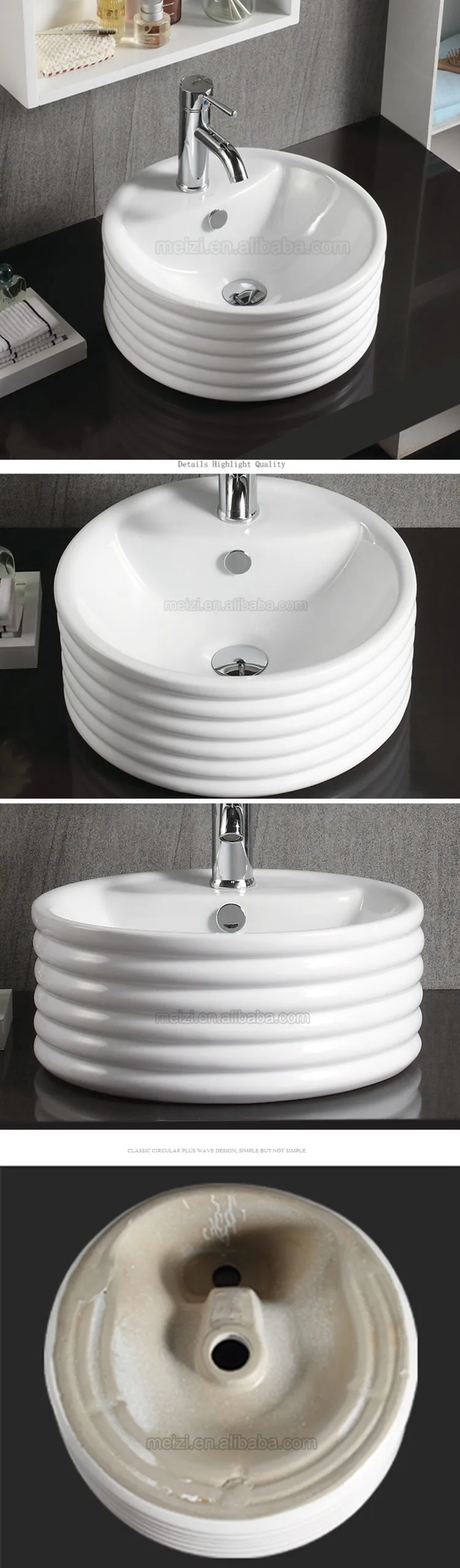 Bathroom porcelain semi recessed basin
