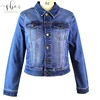 Wholesale Slim Short Style Stretch Long Sleeve Metal Buttons Women Jean Jacket