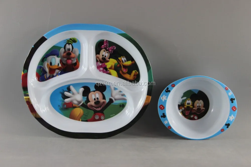 2017 Hot Sale Melamine Kids Plate And Bowl Sets For Promotion