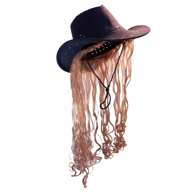Cowboy Fake Hair Hats With Fake Hair Extensions Cowboy Costume Hat Wigs