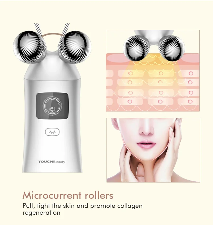 TOUCHBeauty TB-1767 3 in 1 Anti-aging Facial Beauty Device Microcurrent Facial Roller Rechargeable Light Therapy Machine
