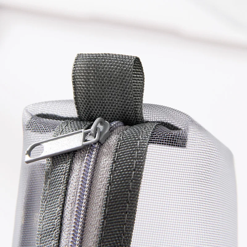 Simple transparent test special student large capacity square nylon mesh pencil bag