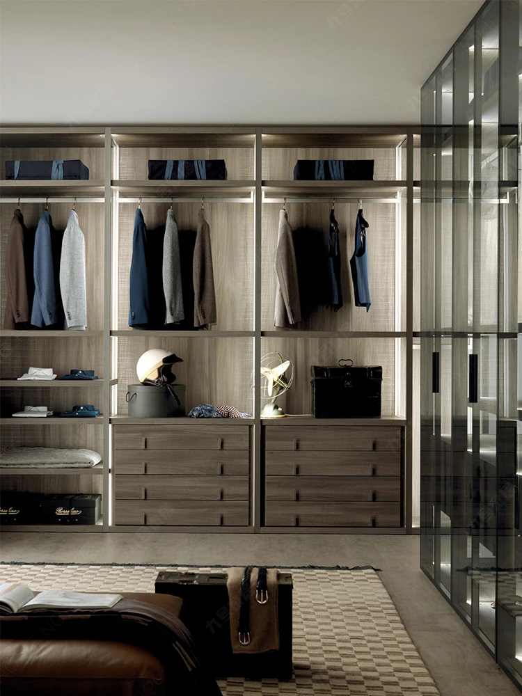 2019 New Design Modern Glass Sliding Wardrobe Walk In Closet