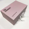 Custom white /pink folding paper luxury made box with ribbon packaging box custom logo gift