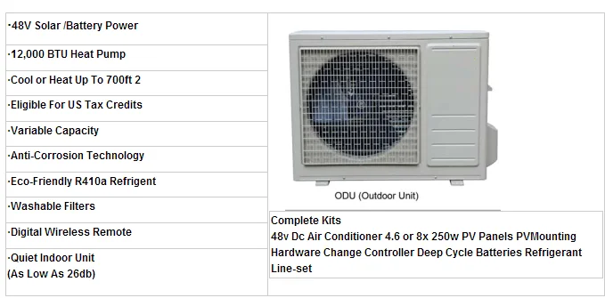 Off-grid 100% 24000BTU PV Solar Powered Air Conditioner