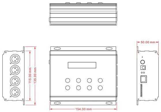 Artnet-dmx Converter 4 standard DMX512 data output ports Leynew DMX400 ARTNET to DMX Converter
