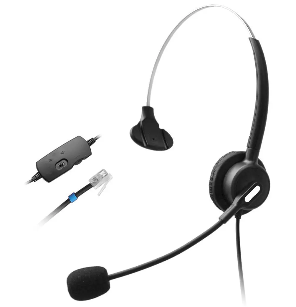 F600C1 Wantek Corded Telephone RJ Headset Monaural with Noise Canceling Microphone for Call Center Cisco 7940 7942 7971 Office IP Phones or Telephone Systems Plantronics M10 M12 M22 MX10 Amplifiers