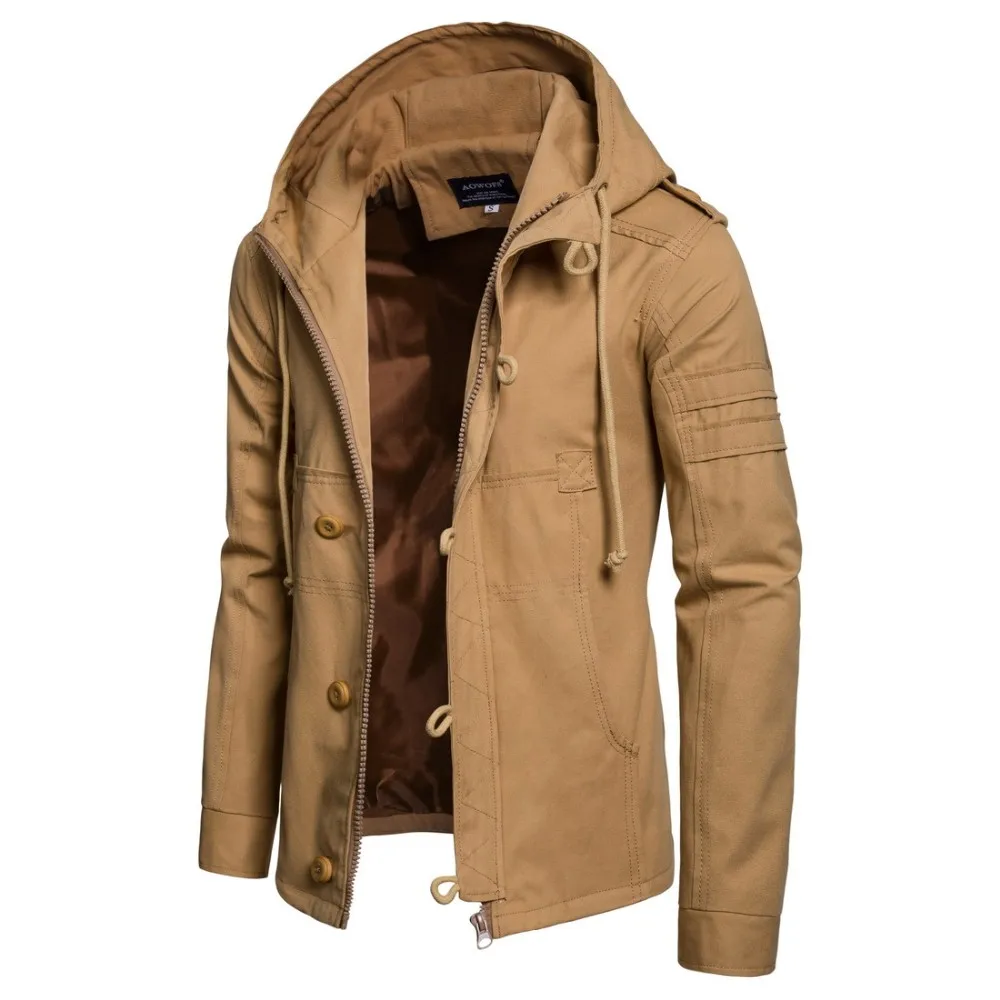 Amazon Hot Classic Khaki Coat Uk Size Mens Winter Hooded Cotton Jacket ...