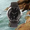 leather watch band quartz wrist movt watch custom make for man
