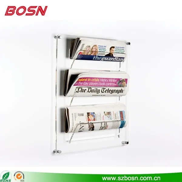 High Quality Clear Acrylic Newspaper Wall Rack Buy Acrylic Newspaper