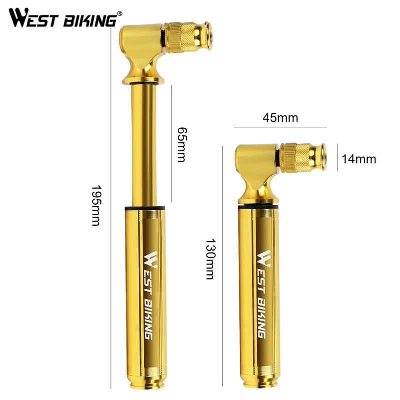 West Biking New Pocketable 160psi Mini Golden Mtb Bicycle Pump 2 Kind