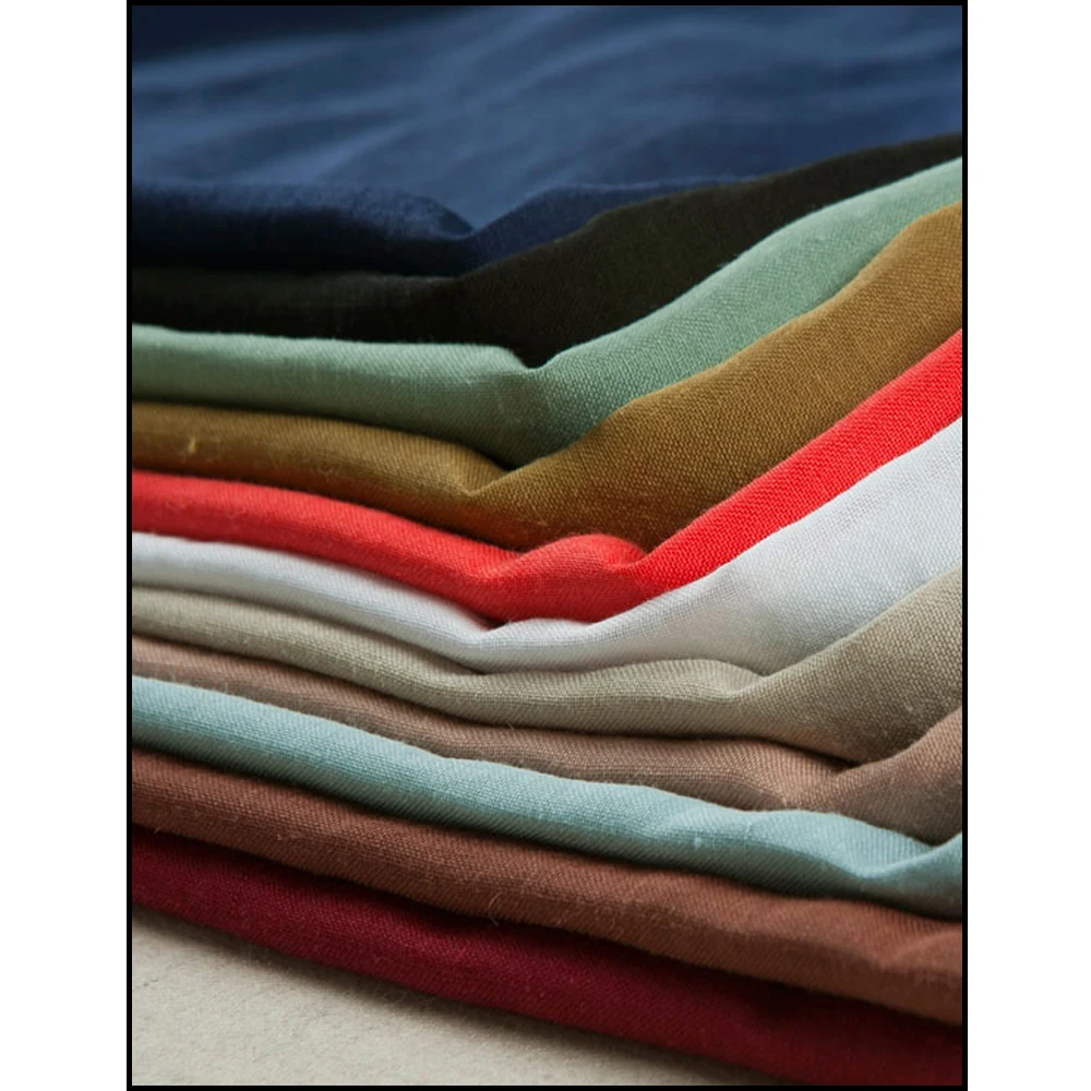 Pabrik saham impor rami linen kain warna solid-Kain tenun