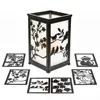 Twelve Magnetic Seasonally Themed Panels Seasonal Candles Lantern with Flickering Led Pillar Candles