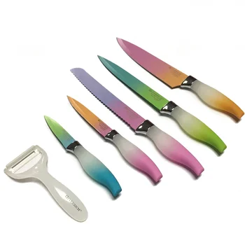 Rainbow Kitchen Knife Knifes Set With Color-coded Handle,Food Safe Non