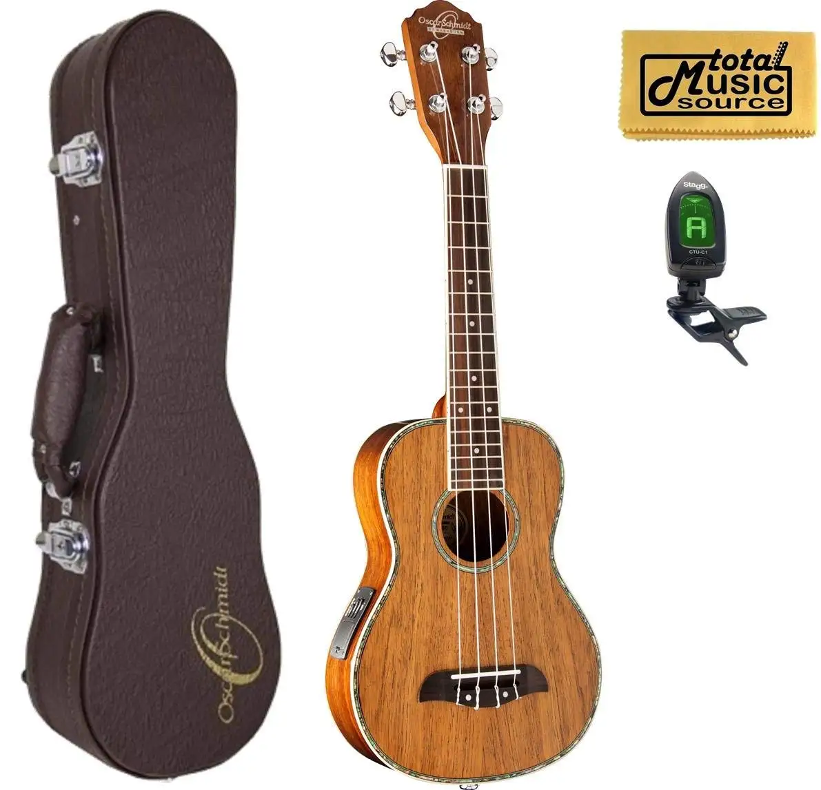 Oscar Schmidt All Koa Concert Acoustic/Electric Ukulele, EXCLUSIVE, OU5E, Gro...