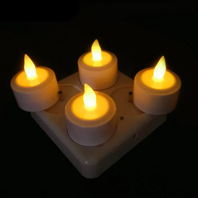 4 Charging Candle Holder Light With Remote Dinner Led Electronic