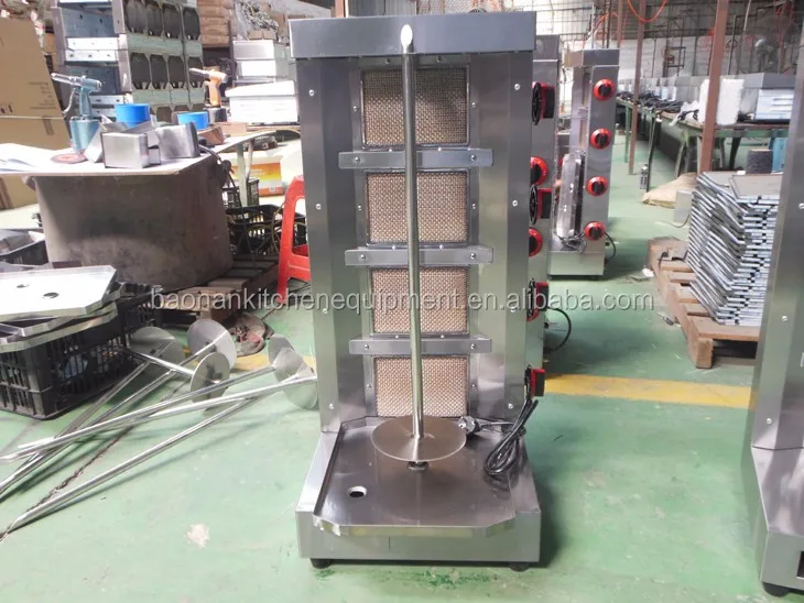 Vertical Doner Kebab Gas Shawarma Machine For Fast Food Service Equipment Grill With 4 Burner