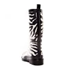 Long Wellington Knee High Cheap Waterproof Gumboots With Zebra Printing For Women Shoes Wholesale Women Rubber Rain Shoes