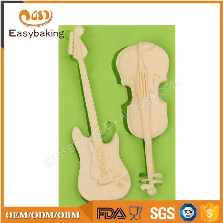 ES-6305 Fashionable guitar shape fondant cake decoration silicone mold