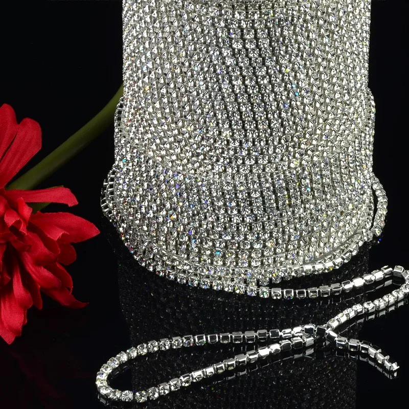 Factory Wholesale point back MC A grade crystal chaton rhinestone strass crystal cup chain for shoes decoration