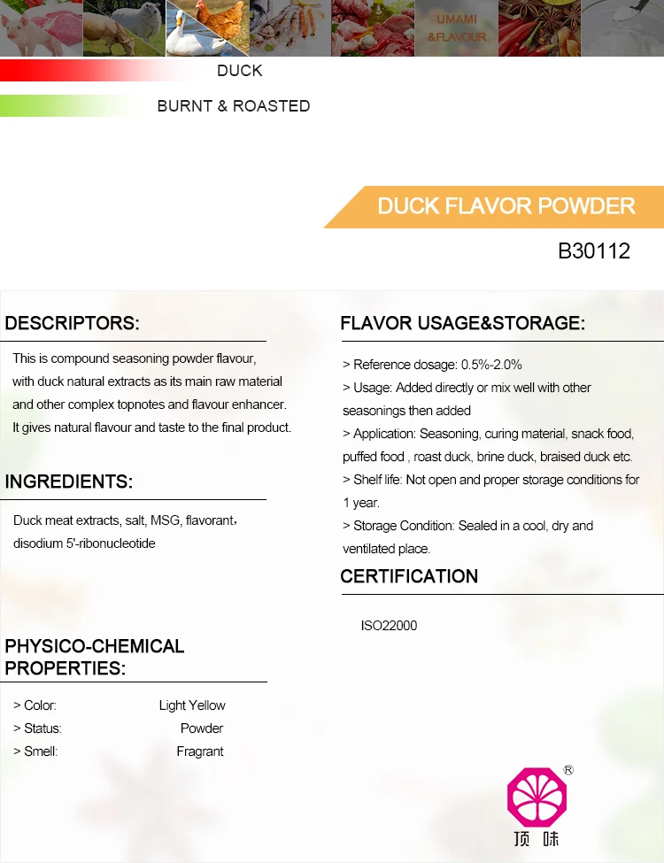 High quality tasty duck flavor seasoning powder