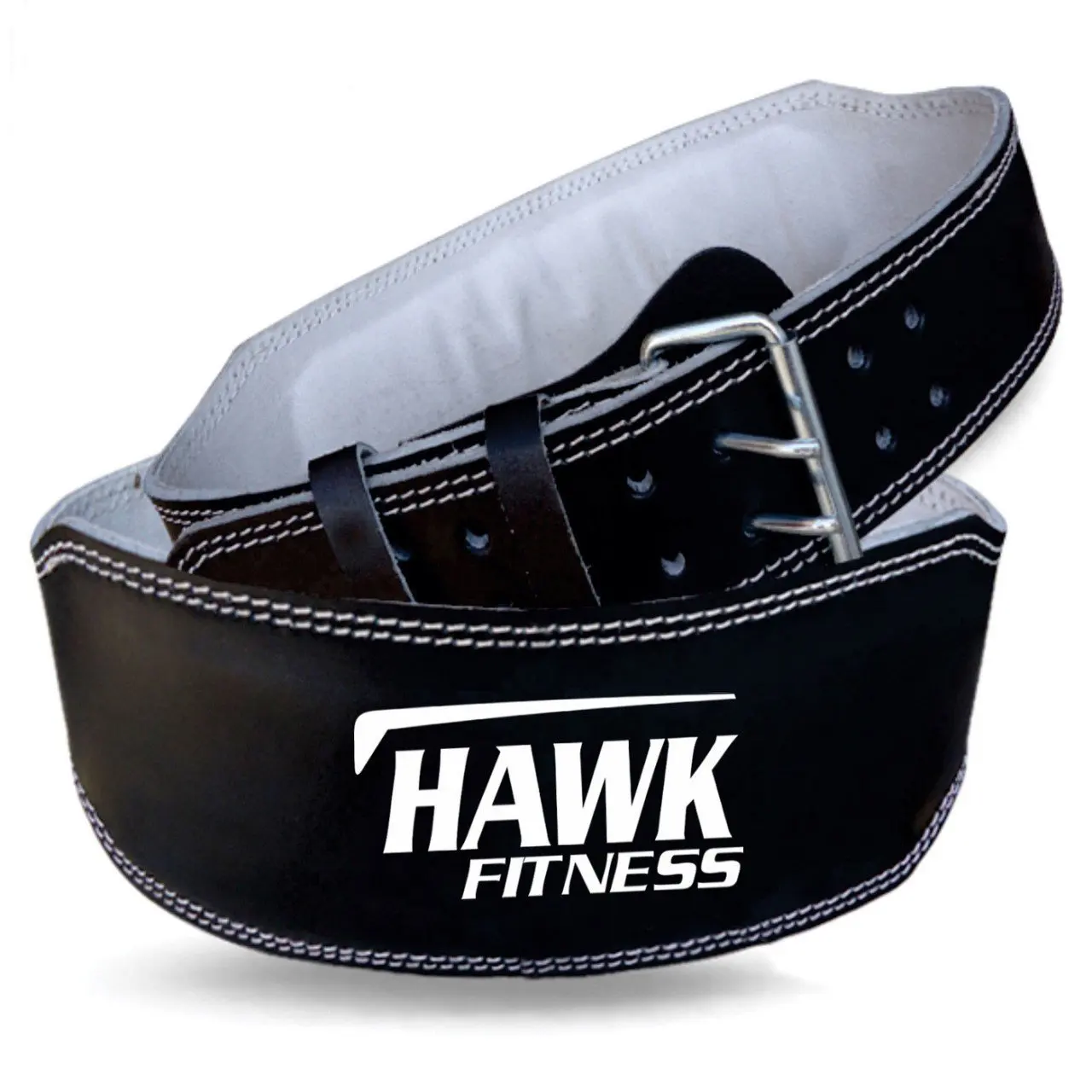POWER WEIGHT LIFTING GYM TRAINING BODY BUILDING COWHIDE LEATHER PADDED BELT