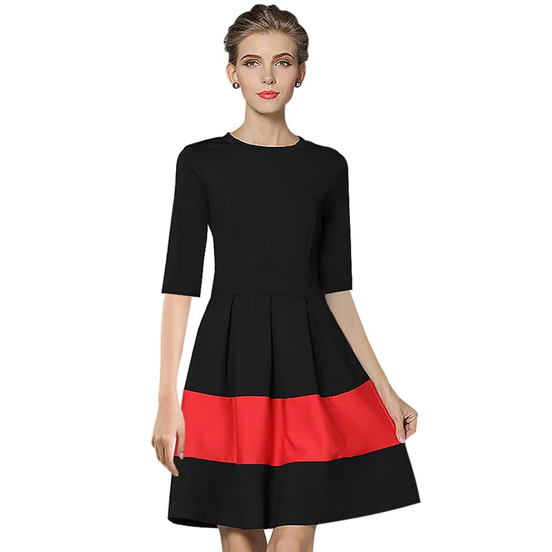Wholesale spring fashion plus size women o-neck long sleeve tube dress