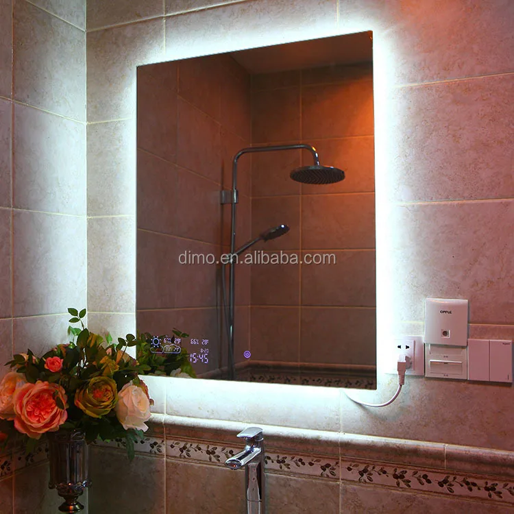 Newest Touch Screen Smart Wifi Led Bathroom Mirror With Weather
