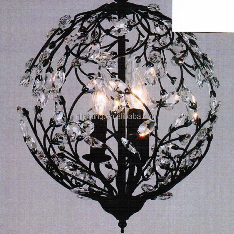 Zhongshan Factory Spherical Crystal leaf Pendant ball Lights Vintage iron Chandelier crystal