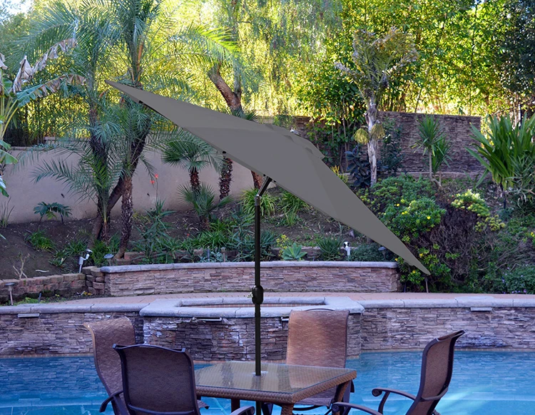 9ft Polyester Outdoor Umbrella Garden With Hand Crank - Buy Outdoor