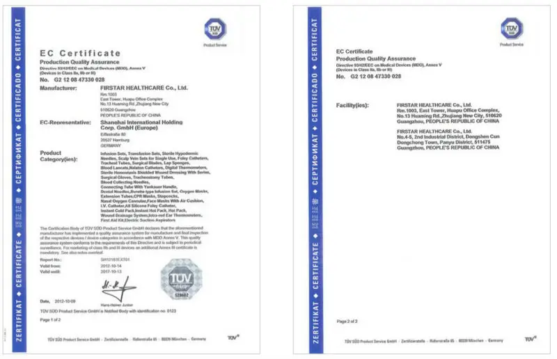 factory certificate for ce