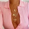 Bohemian multi layered gold plated cross heart pendant necklace for women
