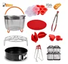 14Pcs Set Steamer Basket Cheat Sheet Magnets Mitts, Kitchen Tongs, Silicone Mat, Spring Form Pan, Egg