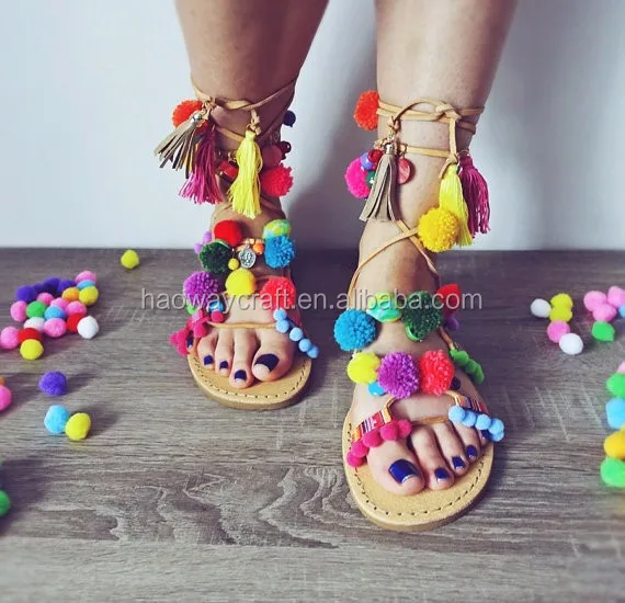 colorful lace up sandals