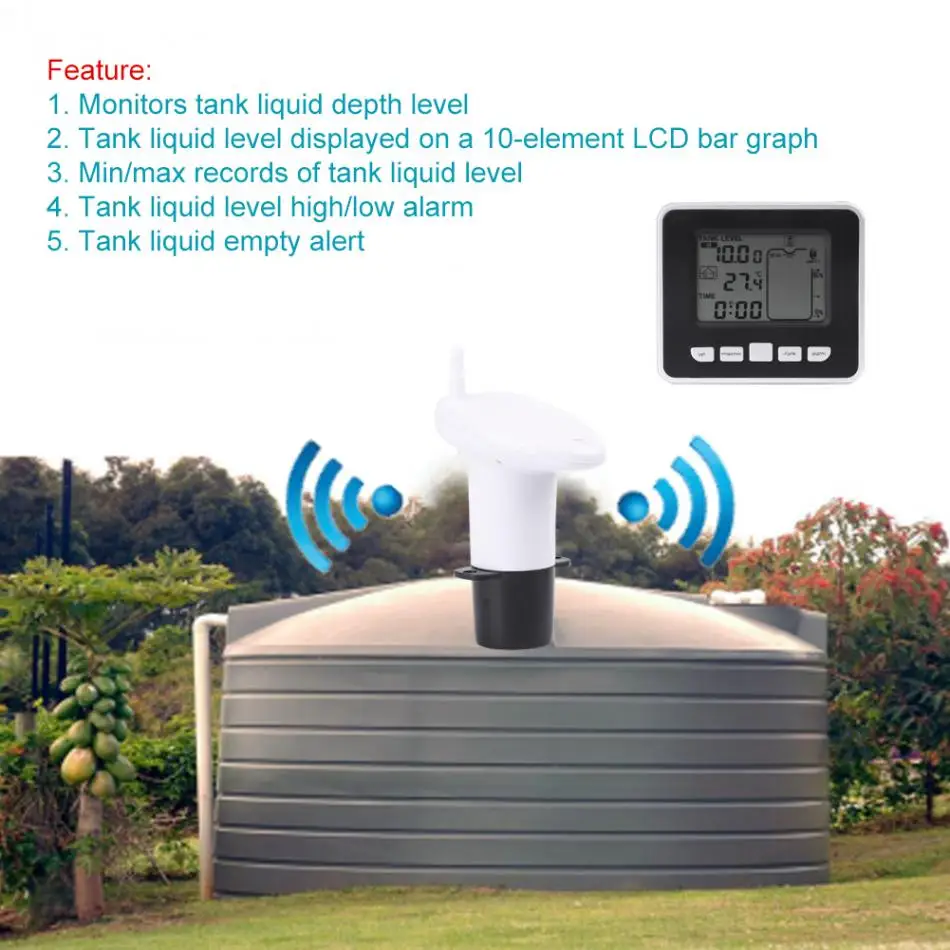 Details about   Ultrasonic Water Tank Level Meter Super Convenient In Out Thermo Sensor 