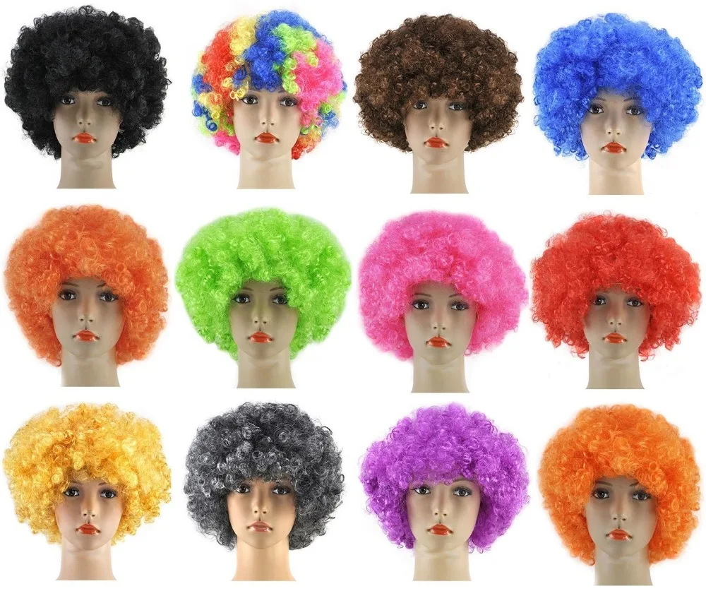 Unisex Brown Disco Funky Afro Wig Adult Stag Hen Fancy Dress Costume 70/'s Fun