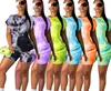 2019 Summer Printed Colour full Casual Tops With Shorts Two Piece Set Women's Thing