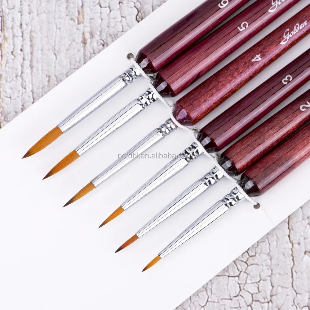 6pcs Golden Maple Wholesale Artist Paint Brush Liner Paint Brush Fine