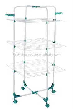 3 Tier Airer Laundry Clothes Rotary Drying Rack With Wheels Vertical 3 Tier Airer Laundry Clothes Rotary Drying Rack With Wheels Vertical Balcony Folding Towel