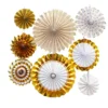 China supplier party hang decoration gold foiled tissue round paper fan decoration set