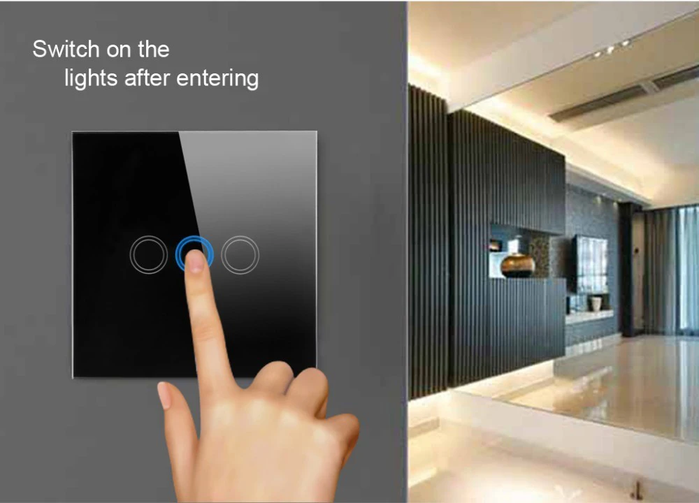 Wall Touch Light Switch 220v 3 Gang 1 Way Light Control With Led