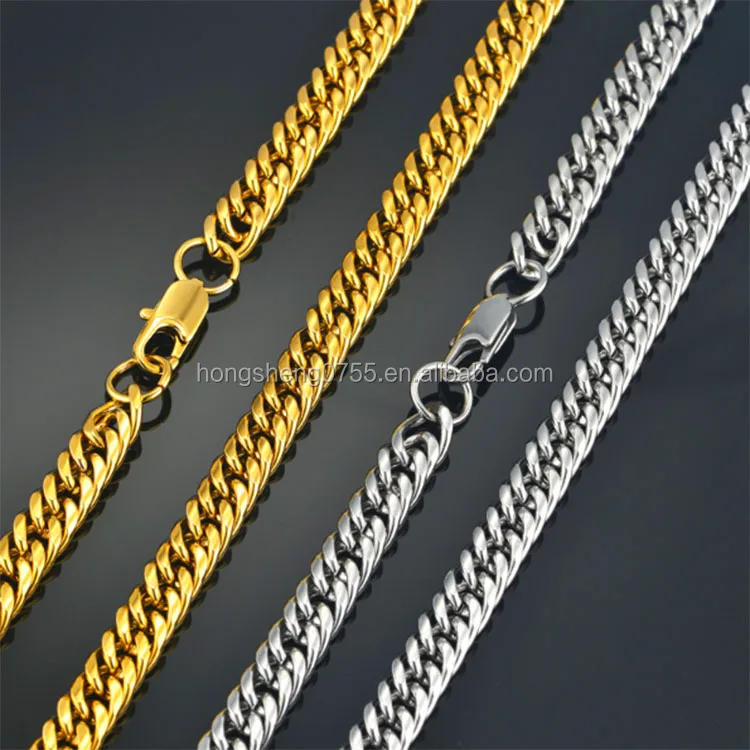 2017new Design Neck Heavy Gold Chain For Men Big Chunky Necklaces Male Gold Color Hiphop Stainless Steel Cuban Chain Necklace Buy Men Gold Chains Cuban Chain Necklace Stainless Steel Hiphop Chain Product On