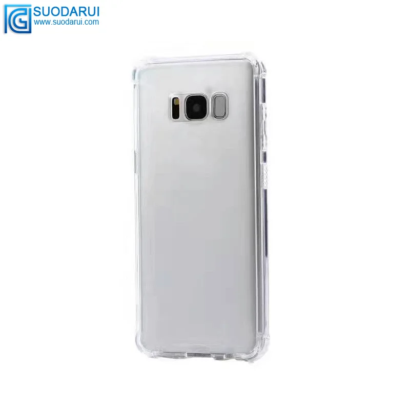 Not Turn yellow! Shockproof angle TPU + Acrylic hybrid Transparent case for Samsung Galaxy S8 / S8 Plus Black Cover